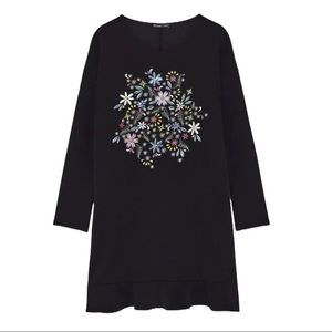 Zara Black Embroidered Dress - NWOT